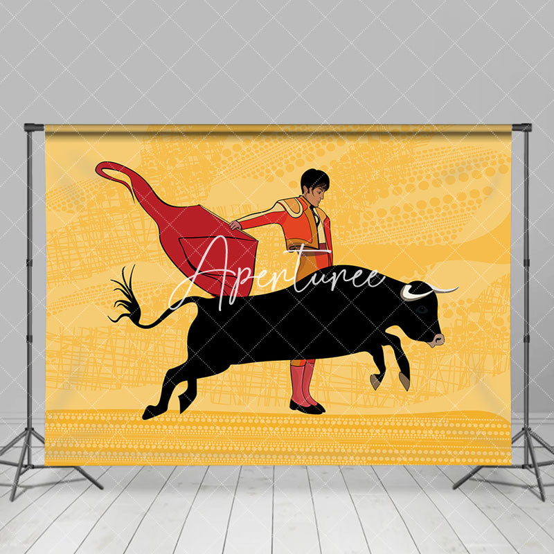 Aperturee - Yellow Red Bullfighting Show San Fermin Backdrop