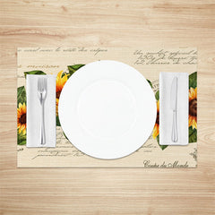 Aperturee - Yellow Sunflower Leaf Newspaper Set Of 4 Placemats