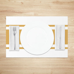 Aperturee - Yellow White Modern Set Of 4 Placemats For Table