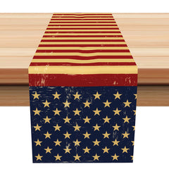 Aperturee - Yellowed Retro USA Flag Independence Table Runner