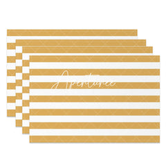 Aperturee - Yellowish Brown White Stripes Set Of 4 Placemats