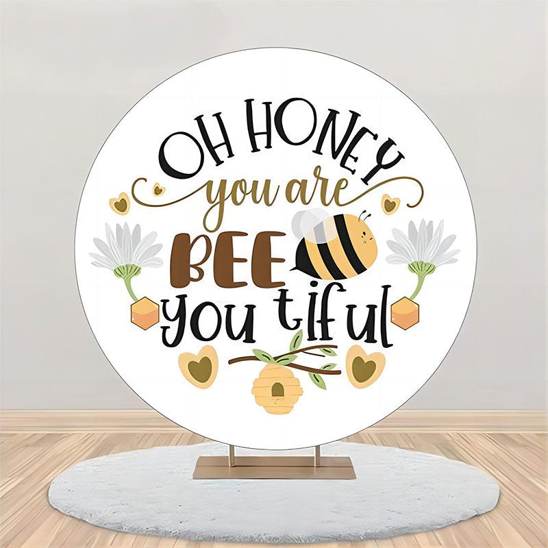 Aperturee - You Are Beetiful Floral Bee Round Backdrop For Party