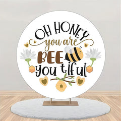 Aperturee - You Are Beetiful Floral Bee Round Backdrop For Party