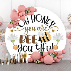 Aperturee - You Are Beetiful Floral Bee Round Backdrop For Party