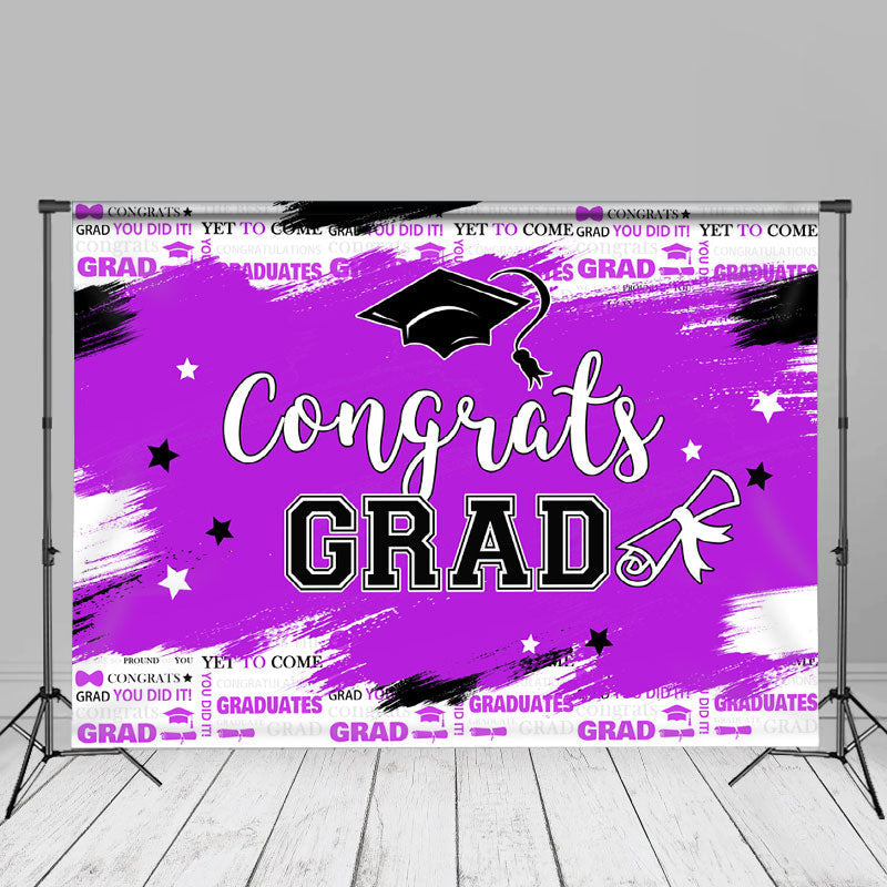 Aperturee - You Did It Brush Purple Black Graduation Photo Backdrop