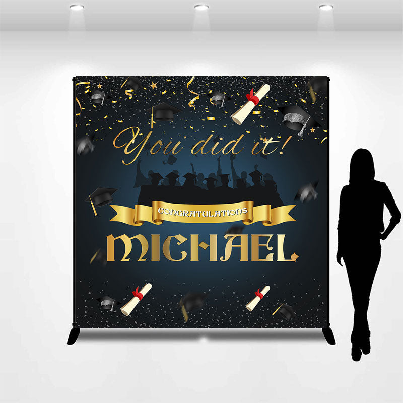 Aperturee - You Did It Dark Custom Name Graduation Backdrop