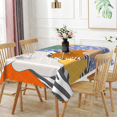 Aperturee - Zebra Print Blue Yellow Modern Rectangle Tablecloth