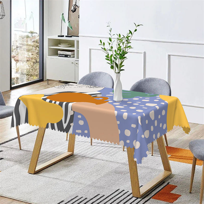 Aperturee - Zebra Print Blue Yellow Modern Rectangle Tablecloth