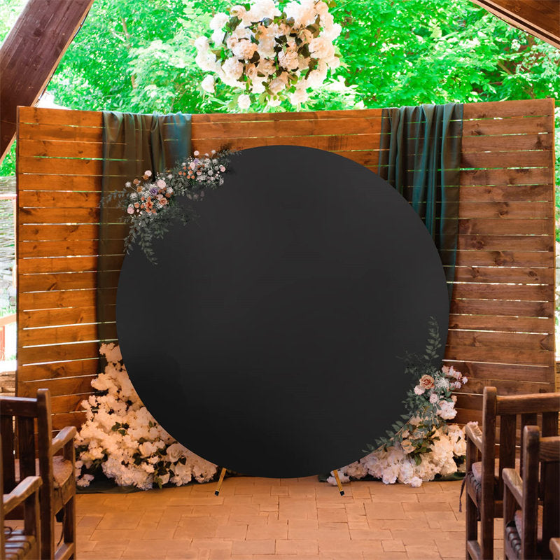 Aperturee - (Ship In 24HR) Wrinkle Free Black Round Backdrop Circle Cover