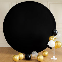 Aperturee - (Ship In 24HR) Wrinkle Free Black Round Backdrop Circle Cover