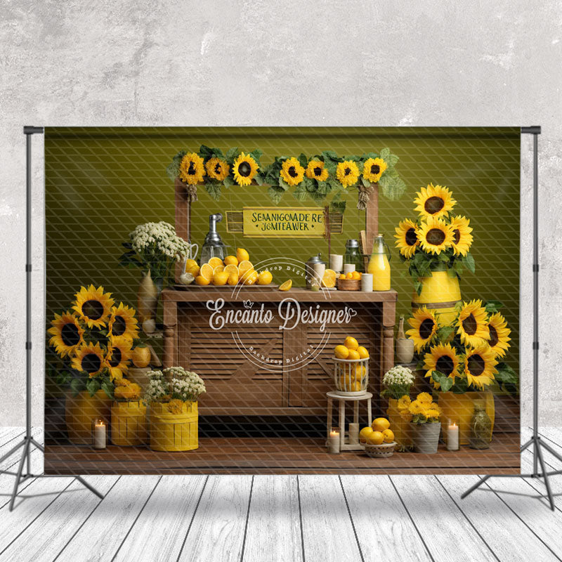 Aperturee - Summer Sunflower Shop Lemon Candle Photo Backdrop