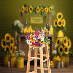 Aperturee - Summer Sunflower Shop Lemon Candle Photo Backdrop