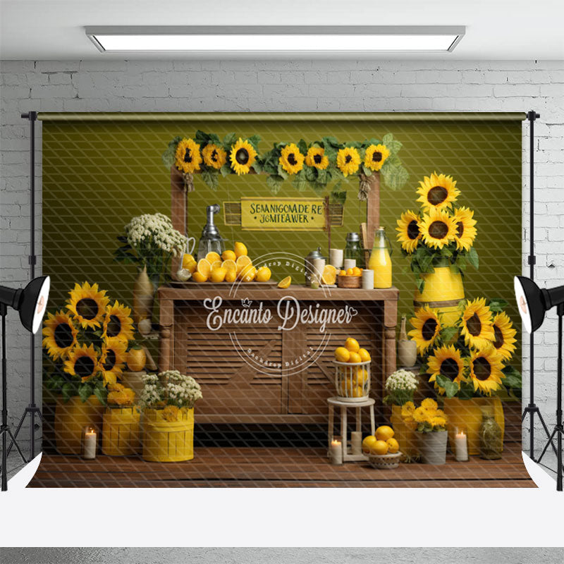 Aperturee - Summer Sunflower Shop Lemon Candle Photo Backdrop