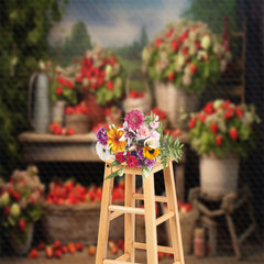 Aperturee - Spring Blue Sky Plant Strawberry Flowers Backdrop