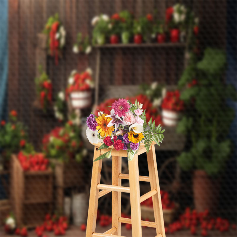 Aperturee - Strawberry Shop Vintage Wood Backdrop for Photography