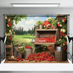 Aperturee - Spring Strawberry Shop White Flowers Sky Backdrop