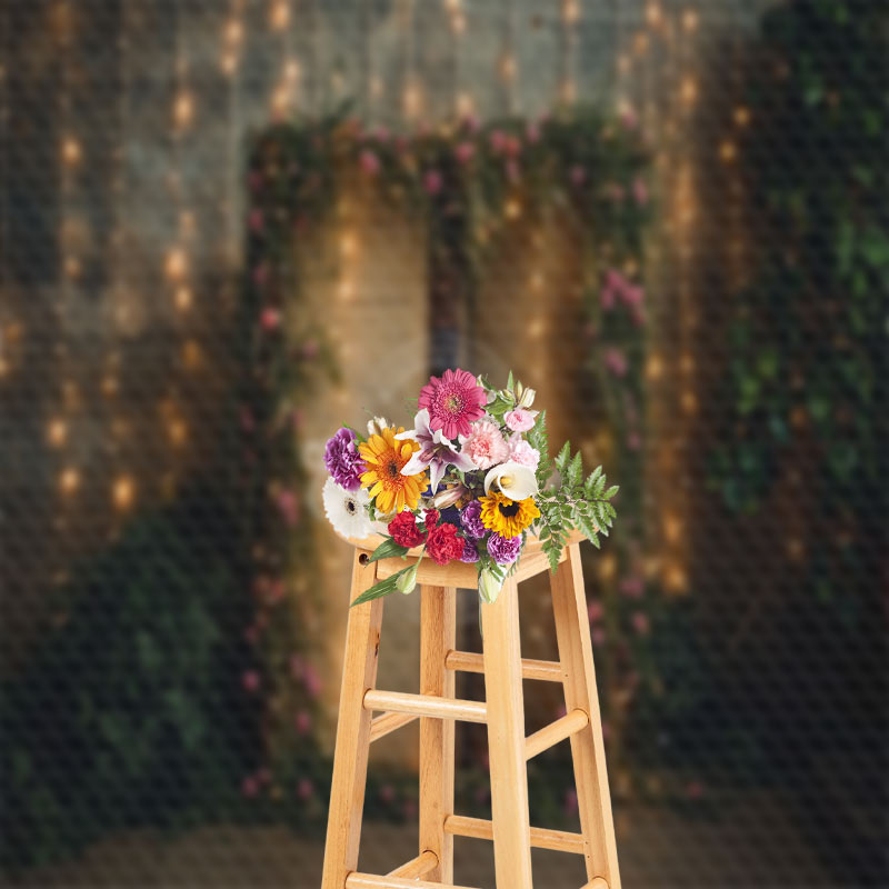 Aperturee - LED Lights And Flowers Surrounded Book Photo Backdrop