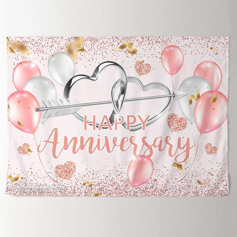 Aperturee - Balloon Heart Anniversary Valentines Backdrop