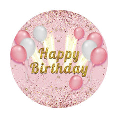 Aperturee - Balloons Glitter Happy Birthday Round Backdrop