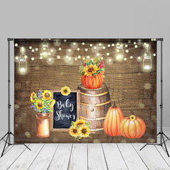 Aperturee - Barrel Floral Pumpkin Light Belt Wood Photo Backdrop