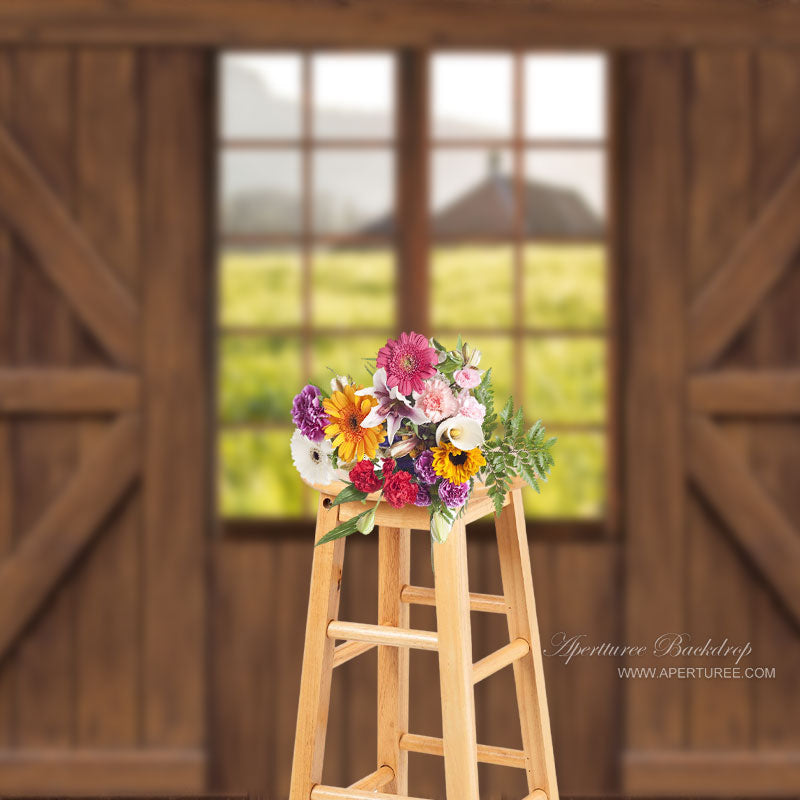 Aperturee - Beautiful Scene Outside Wooden Window Spring Backdrop