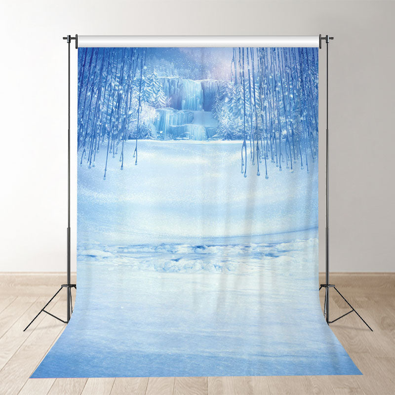 Aperturee - Blue Frozen Waterfall Winter Photograph Backdrop