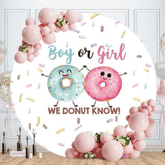 Aperturee - Blue Pink Donut Round Baby Shower Backdrop