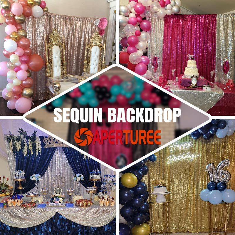 Aperturee - Blue Sparkle Sequin Photo Booth Backdrop Curtian