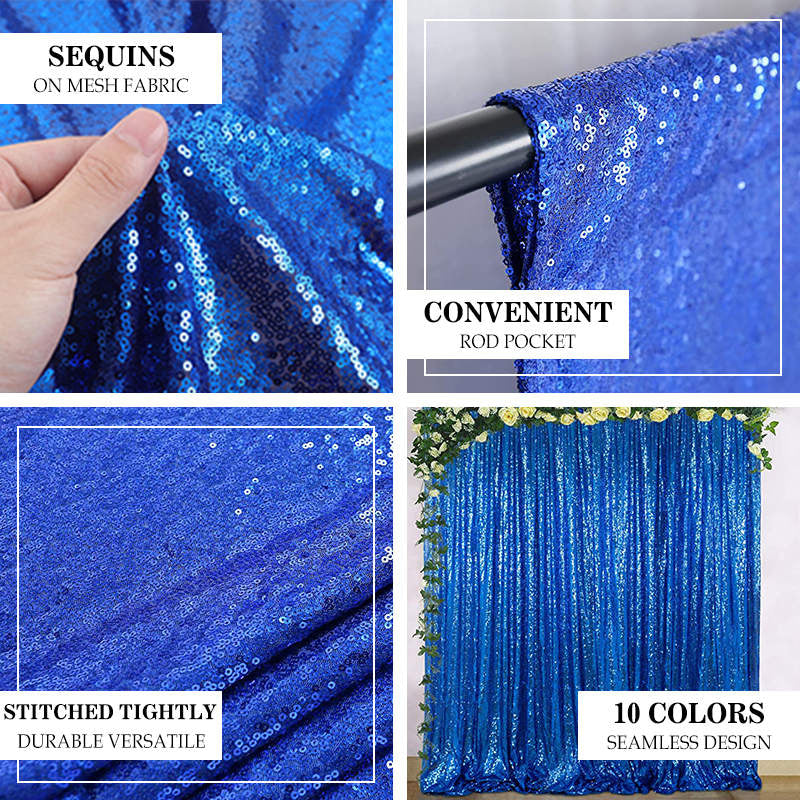 Aperturee - Blue Sparkle Sequin Photo Booth Backdrop Curtian