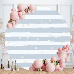 Aperturee - Blue Stripes Round Boys Birthday Party Backdrop