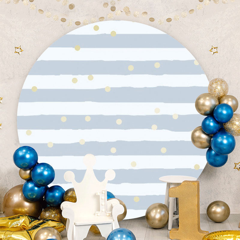 Aperturee - Blue Stripes Round Boys Birthday Party Backdrop