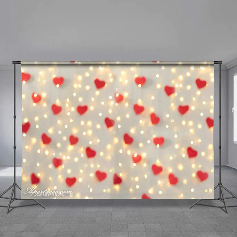 Aperturee - Bokeh Heart Spark Light Valentines Photo Backdrop