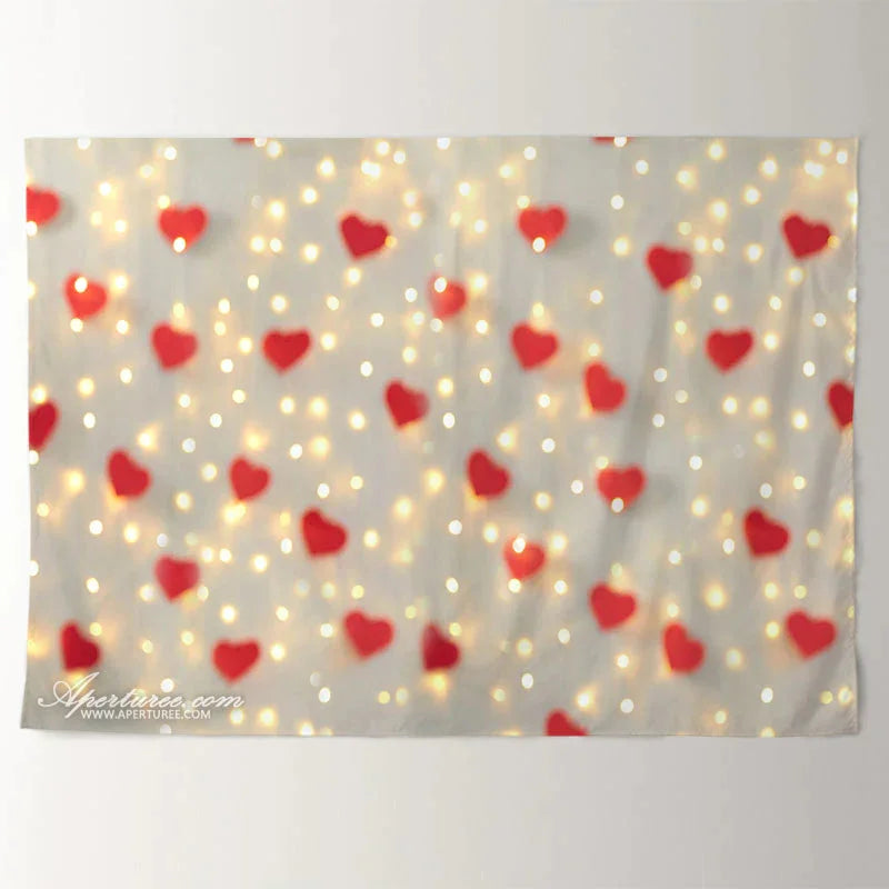 Aperturee - Bokeh Heart Spark Light Valentines Photo Backdrop