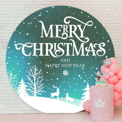 Aperturee - Bright Blue White Snow Round Christmas Backdrop