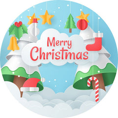 Aperturee - Cartoon Merry Christmas Tree Round Backdrops