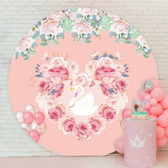 Aperturee - Circle Flower Balloons Happy Birthday Backdrop