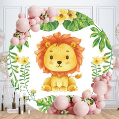 Aperturee - Circle Little Lion Round Happy Birthday Backdrop