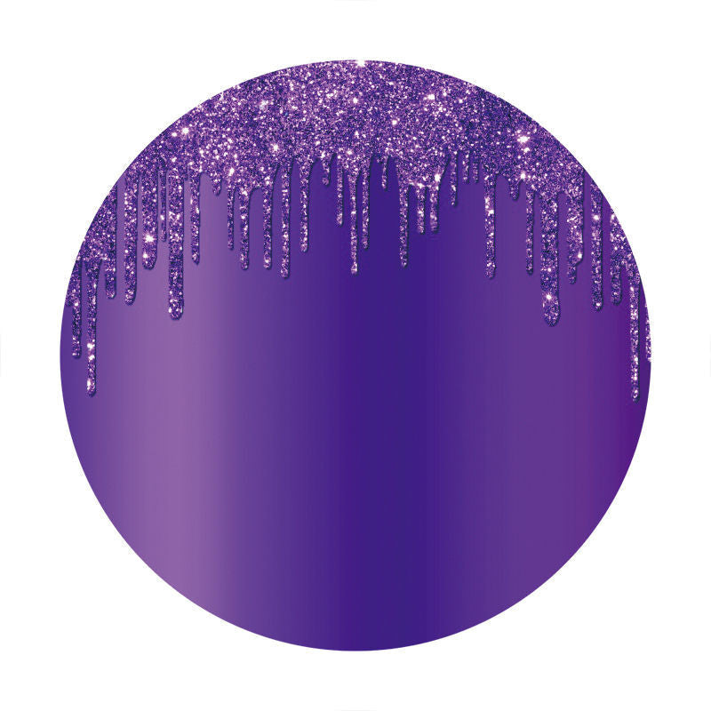 Aperturee - Circle Purple Glitter Birthday Party Backdrop