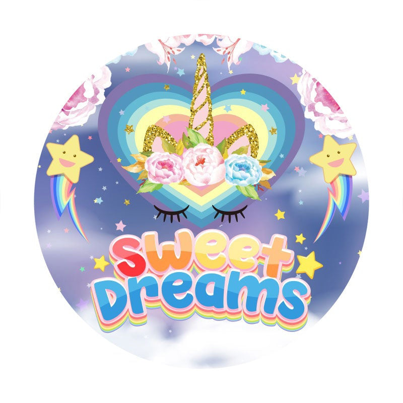 Aperturee - Circle Sweet Dreams Unicorn Birthday Backdrop