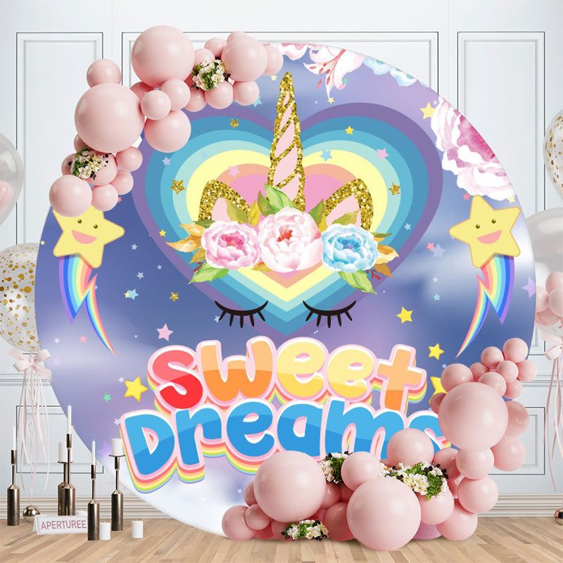 Aperturee - Circle Sweet Dreams Unicorn Birthday Backdrop