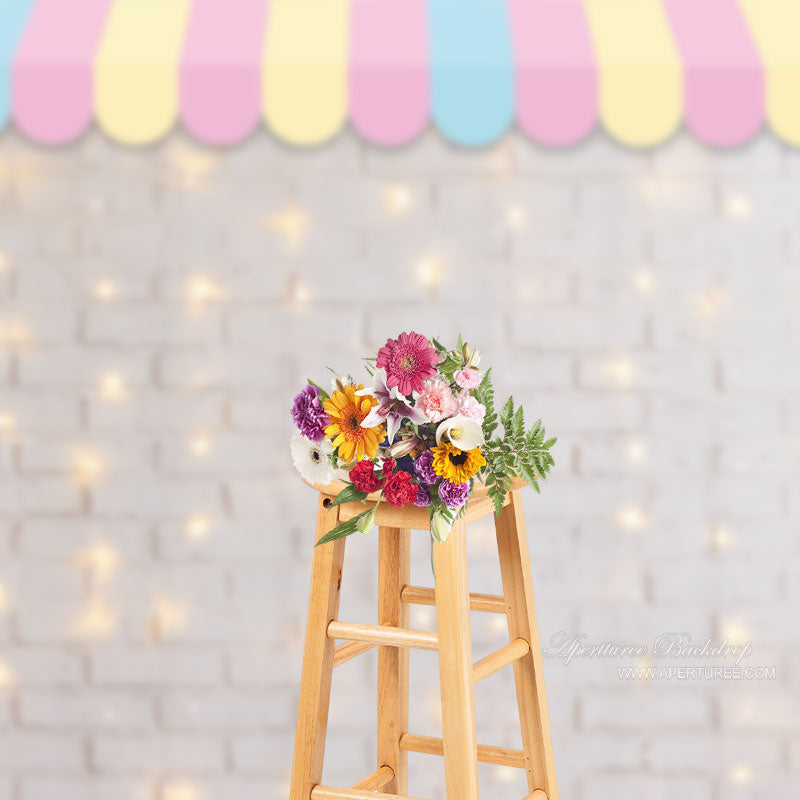 Aperturee - Colorful Shed Light Dots Brick Photography Backdrop