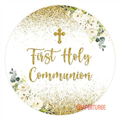 Aperturee - Cross First Holy Commnion Floral Baptism Backdrop