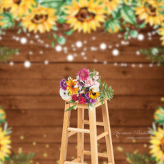 Aperturee - Deep Grain Wall Yellow Flower Backdrop For Photos