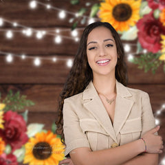 Aperturee - Deep Wooden Wall Turnsole Flower Backdrop For Photos