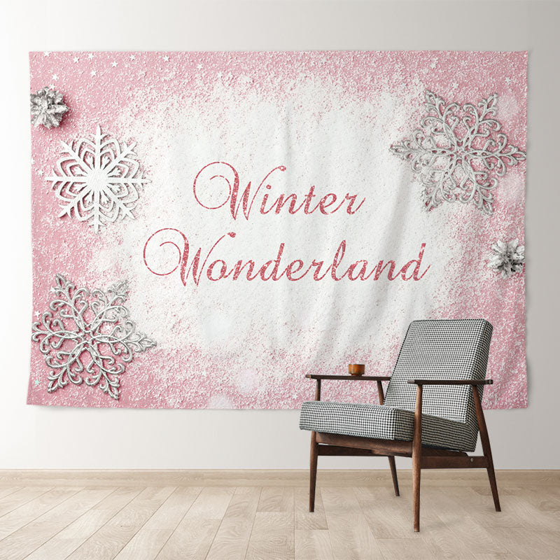 Aperturee - Dusty Pink Winter Wanderland Holiday Backdrop