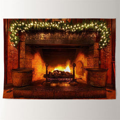 Aperturee - Fireplace Warm Family Photo Christmas Backdrop