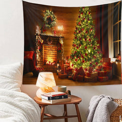 Aperturee - Fireplace Xmas Tree Light Strip Christmas Backdrop