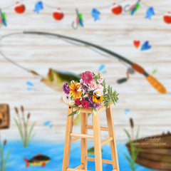 Aperturee - Fishing Apparatus White Wood Blue Pool Summer Backdrop