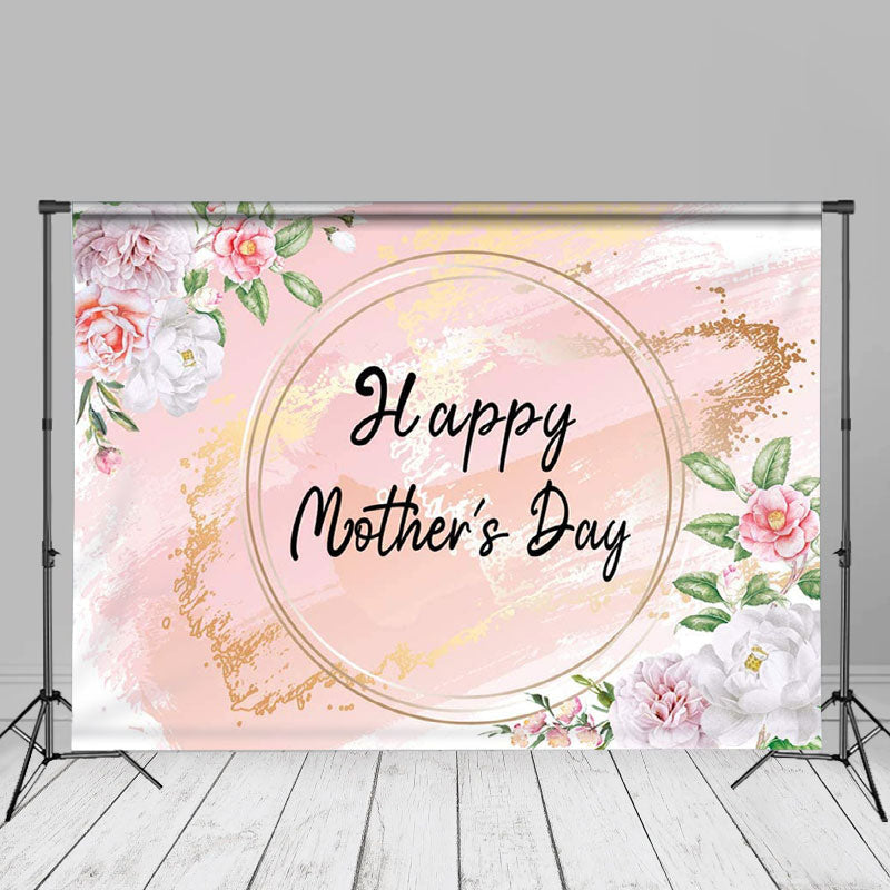 Aperturee - Floral Pink Abstract Happy Mothers Photo Backdrop