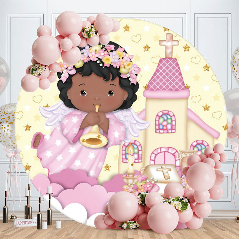 Aperturee - Flower Girl House Round Baby Shower Backdrop